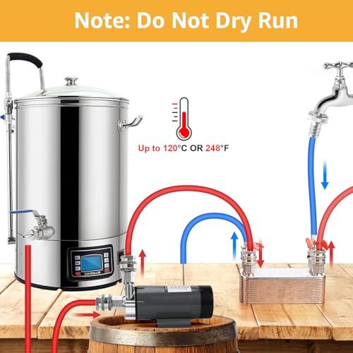 MRbrew Wort Pump With Switch Stainless Steel Magnetic Beer Pump Brewing for Wort Transfer, 1/2”NPT Thread Head 110V Quiet Operation Excellent High Temperature Resistance System for Homebrew(Grey) - size: Grey Pump(Swtich)