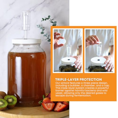 5 Gallon Carboy FE320 Clear Bundle with Fastrack 3 Piece Airlock Set for Fermenting Wine and Beer with Drilled Stopper Durable Bung and transparent Airlock
