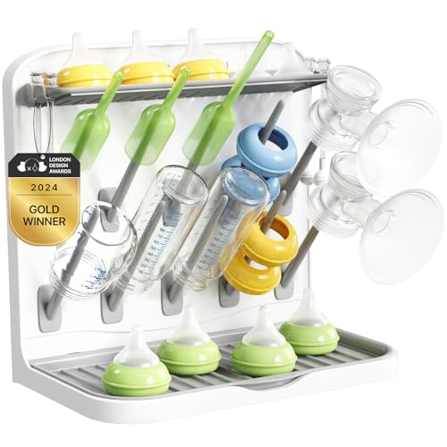 Lifewit Baby Bottle Drying Rack with 10 Hooks, Newborn Essentials Must Haves, Bottle Storage Organizer for Countertop, Cabinet, Rack Dryer Holder for Pacifiers, Pump Parts, Baby Stuff - size: Medium-10 Hooks