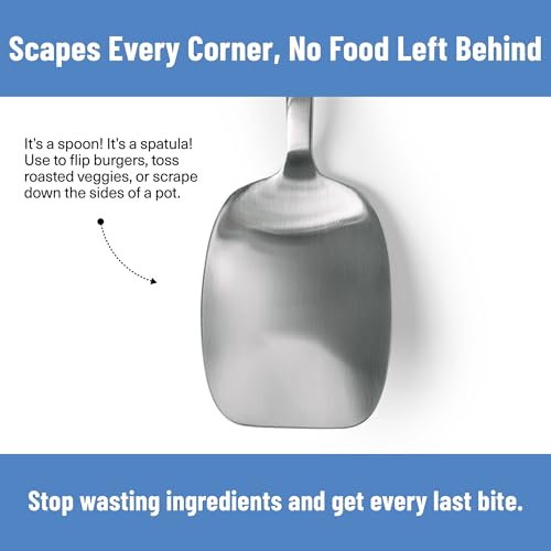 Misen Scraper Chef Spoon – Stainless Steel Cooking Spoon and Spatula Hybrid for Flipping Burgers Tossing Vegetables Scraping Pots Serving Casseroles and Everyday Kitchen Prep - style: Scraper Spoon