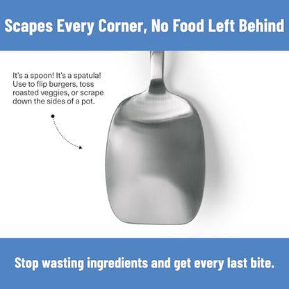 Misen Scraper Chef Spoon – Stainless Steel Cooking Spoon and Spatula Hybrid for Flipping Burgers Tossing Vegetables Scraping Pots Serving Casseroles and Everyday Kitchen Prep - style: Scraper Spoon