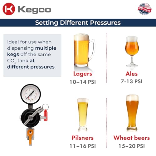 Kegco Secondary Regulator, Single Gauge, Black