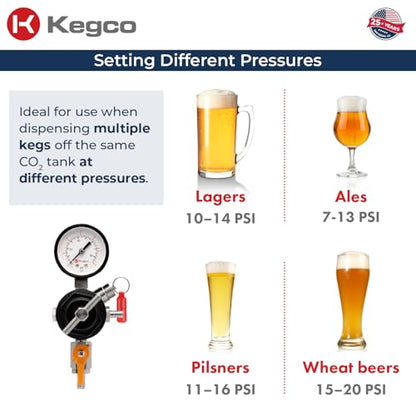 Kegco Secondary Regulator, Single Gauge, Black
