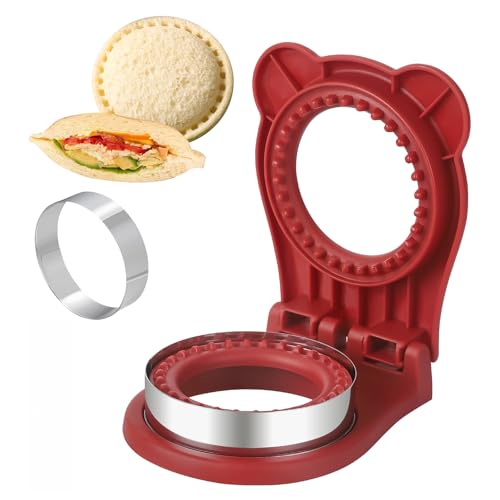 CHICHAUS Uncrustable Sandwich Maker,Sandwiches Pocket Circle Shape 3.7Inch Sandwich Cutter and Sealer,Sandwich Cutter for Kids Breakfast and lunchboxes (Red) - color: Red