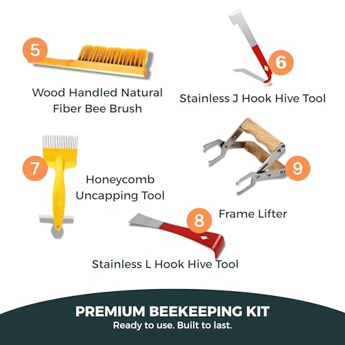 SunVara Bee Keeping Starter Kit Beekeeping Supplies, Bee Keeping Supplies-All Beekeeping Tools Bee Supplies and Equipment, Honey Bee Hive Starter Kit Tools Beekeeping Bee Smoker for Beekeeping - style: Starter Kit