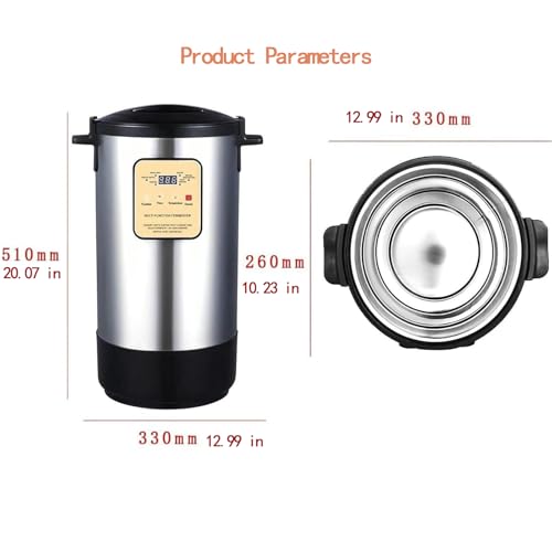 Commercial Fermentation Machine 12L, Automatic Fermenter with LCD Display & Intelligent Temp Control, Stainless Steel Inner Pot for Yogurt, Black Garlic & Natto