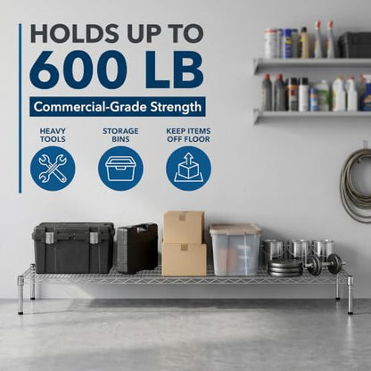 30" x 60" x 8" Chrome Wire Storage Shelf, Dunnage Rack, Commercial 1 Tier Small Shelf - color: Silver, size: 30"D x 60"W x 8"H