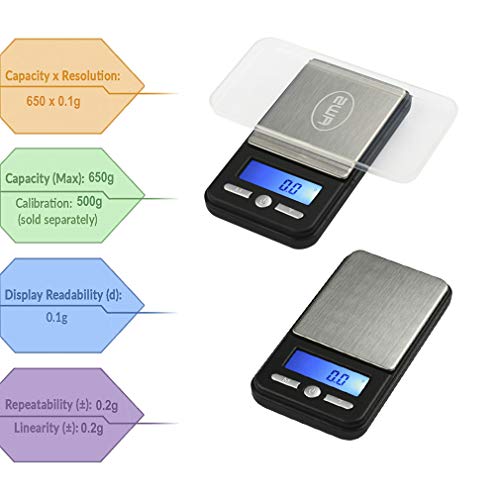 American Weigh Scales Digital Pocket Scale AC Series 650g x 0.1g | High Precision 0.1g Accuracy Mini Gram Scale for Kitchen, Lab, Jewelry, Coin Scale, Small Digital Gram Scale Portable Travel Scale - size: 650g x 0.1g
