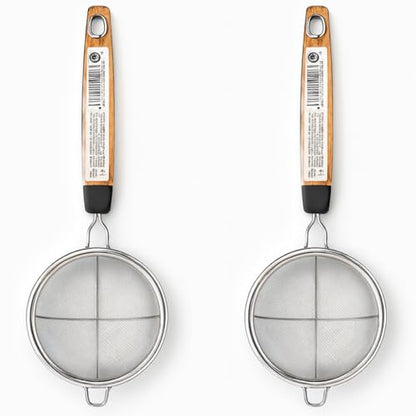 JapanBargain 2459, Fine Mesh Tea Strainer with Handle Stainless Steel Small Sifter For Drinks, Cocktails, Coffee and Matcha, 2-Pack