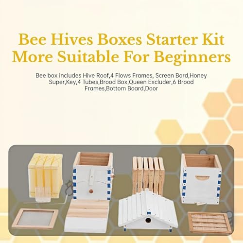 Beehive Starter Kit, Complete Flow Bee Box – Observation Window, Honey Spout, Carpenter Bee House for Garden Pollinators & Beginner Beekeeping