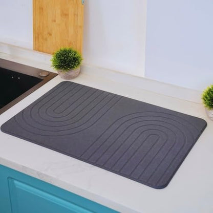 LIFSEZY- Large Stone Drying Mat for Kitchen Counter – Quick Dry Stone Mat Kitchen Accessory, Diatomaceous Earth Mat for Sink, Dishes, and Utensils, Gray. - size: 23.6" x 15.7"
