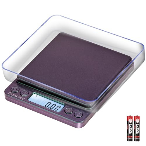 Fuzion Digital Scale .01 Gram Accuracy, 500g Mini Food Scales for Small Jewelry, Gold, Herb, Spice - Weight Gram and Oz - color: Ombré Purple-Green