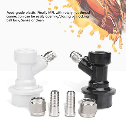 4PCS Ball Lock Disconnect Set,Ball Lock Keg Posts Coupler, Home Brew Threaded Ball Lock Keg Fittings Plastic Quick Connector with Adapter Clamp