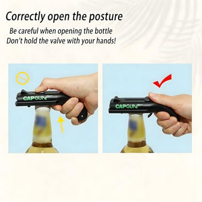 4PCs Black Novelty Cap Gun Style Bottle Opener – Realistic Construction with Ergonomic Grip for Beverages, Themed Parties & Gifts - color: Black