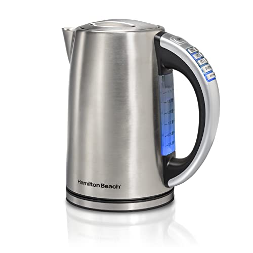 Hamilton Beach 1.7 Liter Electric Tea Kettle, Water Boiler & Heater | Fast Boiling 1500 Watts |Temp Control | Cordless Serving | Auto-Shutoff & Boil-Dry Protection | BPA Free | Stainless Steel - size: 1.8 Quarts
