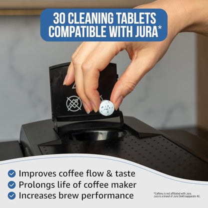Caffenu Jura Compatible Cleaning Tablets, 30 Count, Home and Pro Machines