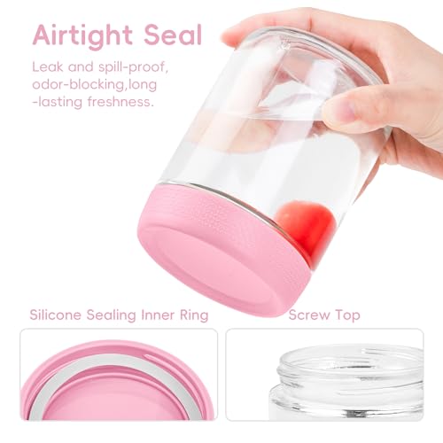 Gemice 6-Pack 16 oz Overnight Oats Containers with Lids and Silicone Sleeves, Glass Mason Jars with Airtight Lid, Dishwasher Safe, Wide Mouth Chia Seed Pudding Meal Prep Jar for Yogurt Berries Snack - color: Pastel Cream, size: 16oz, 6-Pack
