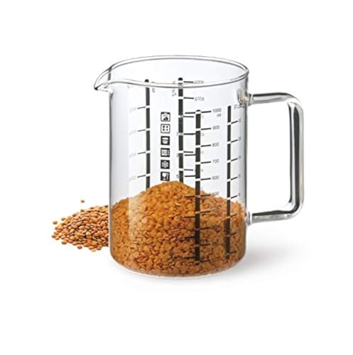 Simax Glass Measuring Cup: 16 Oz Measuring Cups Glass - Liter, Oz and Ml Measuring Cup for Liquid - Borosilicate Glass Metric Measuring Cups in Gram - Measure Flour and Sugar Grams - Easy Pour Spout - size: 16 Ounce