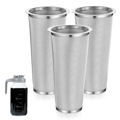 3 Pack Cold Brew Coffee Filter for 64oz Wide Mouth Mason Jar, 304 Stainless Steel Filter Ultra Fine Mesh Strainer, Reusable for Iced Coffee, Tea, Fruit Drinks