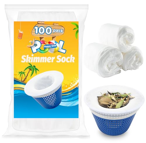 100-Pack Pool Skimmer Socks, Pool Fliter Socks Swimming Pool Skimmer Basket Sock Pool Filter Socks Pool Cleaning Filter Socks Cleans Debris and Leaves for In-Ground or Above Ground Pools - size: 100 Pack