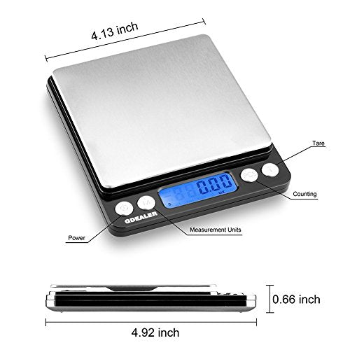 GDEALER Digital Pocket Kitchen Scale 0.001oz/0.01g 500g Kitchen Food Scale Jewelry Weight Compact Scale, Tare, Stainless Steel, Backlit Display, Black - color: Black