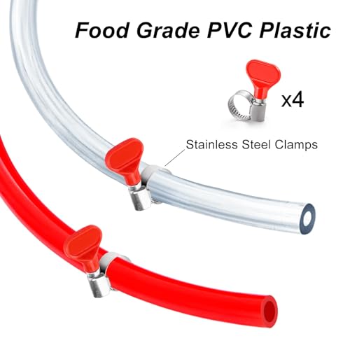 5FT CO2 Hose Beer Line Dual Lines Kit，3/16" Beer Line Tubing & ID 5/16" CO2 Gas Line Kegerator Replacement Line Food-Grade PVC Tubing Draft Beer Keg Faucet Tubing with 4 PCS Hose Clamps - size: 5Ft Beer Line +5Ft Gas Line