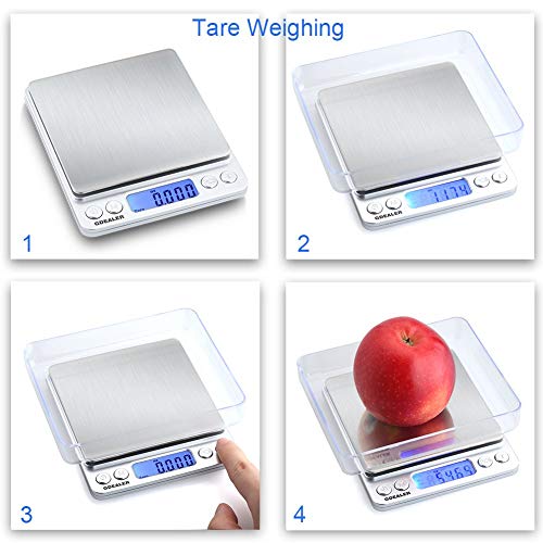 GDEALER Food Scale, 0.001oz/0.01g Precise Digital Kitchen Scale Gram Scales Weight Food Coffee Scale Digital Scales for Cooking Baking Stainless Steel Back-lit LCD Display Pocket Small Scale, Silver - color: Silver
