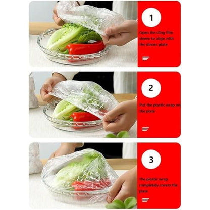 100Pcs Disposable Food Containers Disposable Stretchable Bowl Covers Universal Kitchen Wrap Seal Bags for Food Storage Bread Proofing and Outdoor Picnics (14-35cm Stretchable)