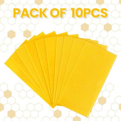 POLLIBEE Beehive Foundation Sheets, Natural Beeswax Coated Foundation Sheets, 8-1/2-Inch Deep Foundation for Beehive Frames (Yellow) - color: Deep-Yellow