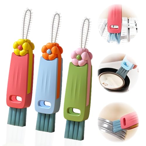 3 in 1 Cup Lid Gap Cleaning Brush Set, Bottle Cleaning Brush Multifunctional Bottle Cleaner Brush Home Kitchen Cleaning Tools, 3PCS - color: 3pcs Mix
