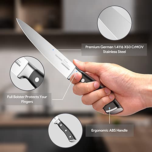 OAKSWARE 5.5 Inch Kitchen Utility Knife, German High Carbon Stainless Steel | Razor Sharp Full Tang Forged Meat Trimming & Sandwich Knife, Prep Knife & Small Chef Knife for Fruits, Cheese, Veggies, Herbs