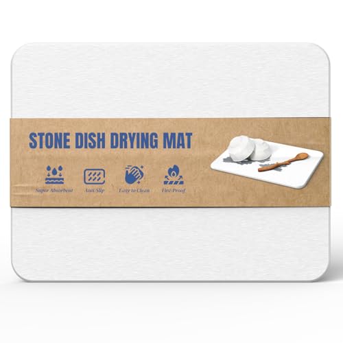 Quick Dry Stone Drying Mat for Kitchen Counter, Water-Absorbent Diatomaceous Dish Drying Mats, Multi-Purpose Stone Drying Tray for Cups Dishes Bottles, Carrara White - color: Carrara White