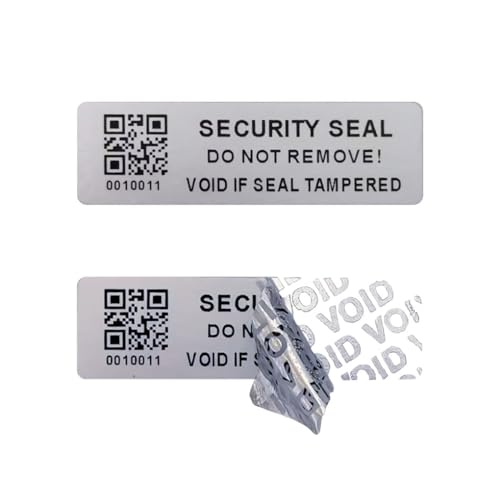 Tamper Evident Proof Barcode Stickers with Individual Serial Number Security Warranty Void Sticker,Sealing Label for Package(150pcs 2x0.6 inches,Matte Silver) - style: silver5x1.5CM