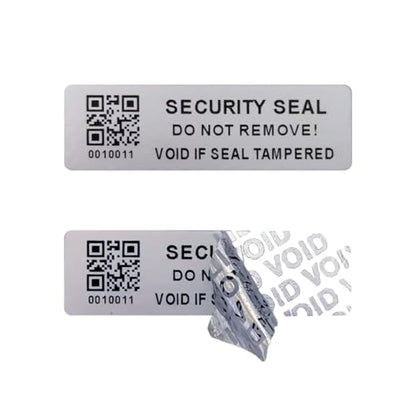 Tamper Evident Proof Barcode Stickers with Individual Serial Number Security Warranty Void Sticker,Sealing Label for Package(150pcs 2x0.6 inches,Matte Silver) - style: silver5x1.5CM