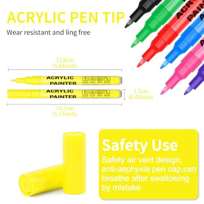 Acrylic Paint Pens Waterproof Markers 2 Yellow Permanent Marker Pens Acrylic Pens for Rock Painting Glass Stone Ceramic Metal Fabric Pebble Painting pens Craft Supplies - color: Yellow