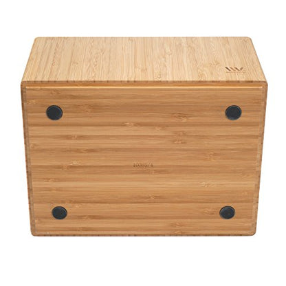 MobileVision Bamboo Storage Box Multi-Purpose Organizer for Kitchen Supplies Holder, Fruit Bin, Cabinets, Pantry with built in handles, stackable, 12” x 9” x 6” With White Clip Included - size: Single: 12" x 9" x 6"
