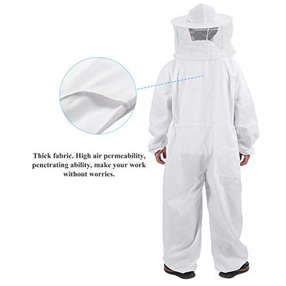 HEEPDD Beekeeping Suit XL Full Body Protective Outfit Ventilated Round Veil for Hive Inspection and Honey Harvesting 99.9% Sting Breathable Mesh Design Summer Beekeeping Safety - color: XL