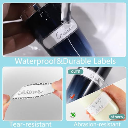 480PCS Waterproof Labels for Bottles, Self-Laminating Multipurpose Name Labels for Daycare School (Black & White) - style: Black & White