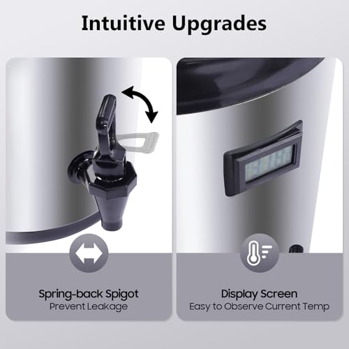 Stainless Steel Insulated Beverage Dispenser, 1.7Gal Thermal Carafe with Spigot for Hot Coffee & Cold Juice, 12-Hour Heat Retention Drink Dispenser for Party Wedding Cafe, Silver - size: 1.7Gal