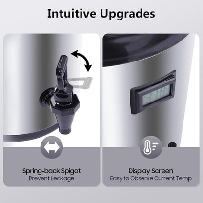 Stainless Steel Insulated Beverage Dispenser, 1.7Gal Thermal Carafe with Spigot for Hot Coffee & Cold Juice, 12-Hour Heat Retention Drink Dispenser for Party Wedding Cafe, Silver - size: 1.7Gal