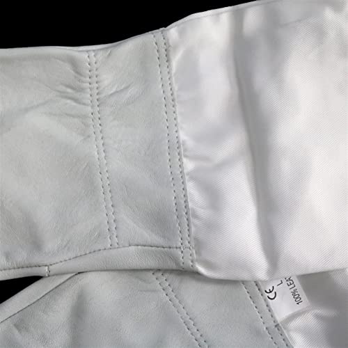 Goatskin Leather Beekeeper's Gloves with Ventilated Long Sleeves Elastic Cuffs Beekeeper Protected Gloves Beekeeping (Color : Beige, Size : X-Large) - color: Beige