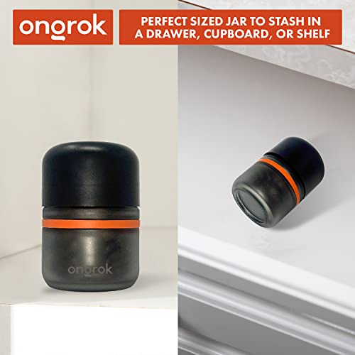 ONGROK Glass Storage Jar, 80ml, 6 Pack | UV Herb/Spice Jar with Child‑Resistant Lid, Color‑Coded Glass Containers to Preserve Smell and Aroma - size: 80ML - 6 Pack