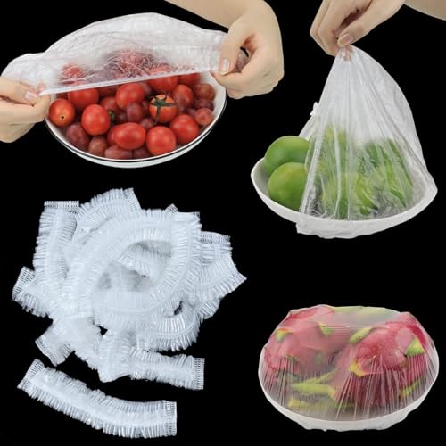 100pcs Disposable Shrinkable Fresh Keeping Bags – Elastic Food Storage Covers for Kitchen Bowls/Plates
