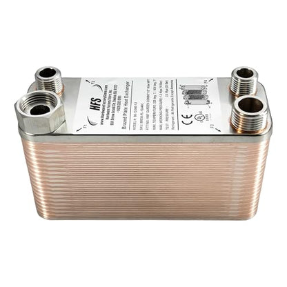 HFS(R) 40-Plate Stainless Steel 304 Homebrew Beer Wort Chiller Heat Exchanger, 7.5" x 2.9", M&F GARDEN COMBO x 1/2" MALE NPT, Quick Beer Cooling System (7.5'' 2.9''/40 plate, MF Combo x 1/2" NPT) - size: 7.5'' 2.9''/40 plate, MF Combo x 1/2" NPT