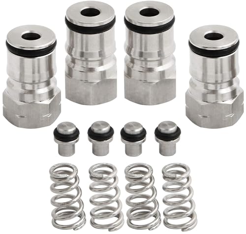 2 Pairs 304 stainless Ball Lock Keg Posts set Cornelius Type keg Ball Lock Post & Poppet Female Thread Gas and Liquid 19/32"-18 Thread Corny Keg Adapter Kit