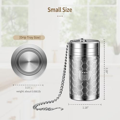 Tea Infuser (Set of 2) with Drip Dray - Ultra Fine Tea Strainer for Loose Leaf Tea - 316 Stainless Steel Tea Steeper (2Pack - Extra Small) - size: Extra Small
