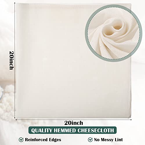 Reginary 48 Pcs 24 x 24 Inches Cheese Cloths Bulk, Grade 100, Hemmed Reusable Cheesecloth Bag for Straining Unbleached Cotton Muslin Cloth for Cheese Making, Cooking, Baking, Juicing, Butter, Turkey - size: 24 x 24 Inches