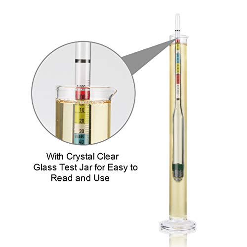 Circrane Hydrometer & Glass Test Jar Set, Triple Scale Alcohol Hydrometer with Glass Cylinder for Brew Beer, Wine, Mead and Kombucha, ABV, Brix and Gravity Test Kit, Home Brewing Supplies - style: Brewing Kit
