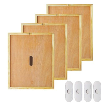 4pcs Beehive Inner Cover for 10 Frame Hive Box,Beeswaxed-Coated Bee Hive Cover,Beekeeping Supplies,Bee Hive Top Cover with Frame,Cover with Feeding Hole for Beekeeping Tool (4)