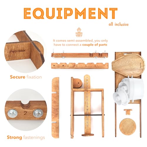 Dutch Wooden Cheese Press - Cheese Making Kit (Wooden Cheese Press with Lever and 2 Cheese Molds 1.2L)-Cheese Press for Home Cheese Making pressure up to 200 lbs